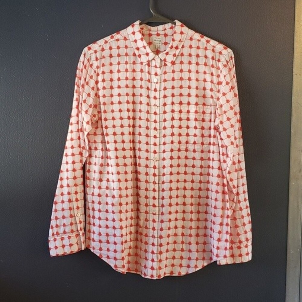 Madewell Red White Graphic Button Down Size S